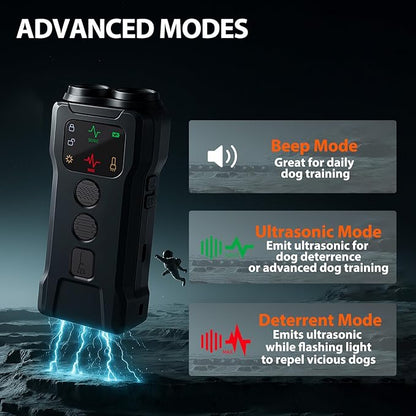 Mtmult Ultrasonic Dog Bark Deterrent - Dog Bark Deterrent Devices, Barking Deterrent Devices, Bark No More Training Aid, LED Flashlight & HD Display (Anti Barking - Grey P9)