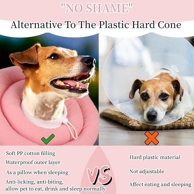 Soft Dog Cone for Small Medium Dogs and Cats, Dog Recovery Collar, Waterproof Elizabeth Collar Alternative After Surgery, Comfy Protective Neck Donut, Adjustable Pet Collar Anti-Licking Biting Wounds