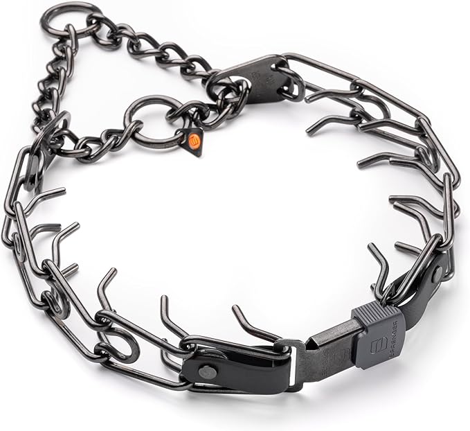 Herm Sprenger Black Stainless Steel Dog Collar with Quick Release ClicLock Buckle O-Ring Biothane Insert Training Collar Made in Germany (Black, 25in x 4.0mm(Neck Size up to21-22in))
