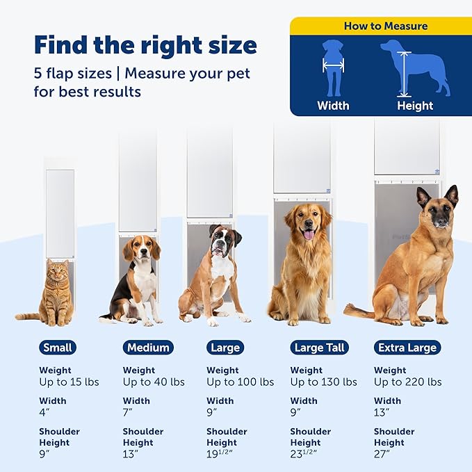 PetSafe Sliding Glass Pet Door - No-Cut DIY Install Doggy Door for Renters - Aluminum Frame - Adjustable Height 75 7/8" to 80 11/16" - Ideal for Extra Large Dogs Up to 220 lb - White