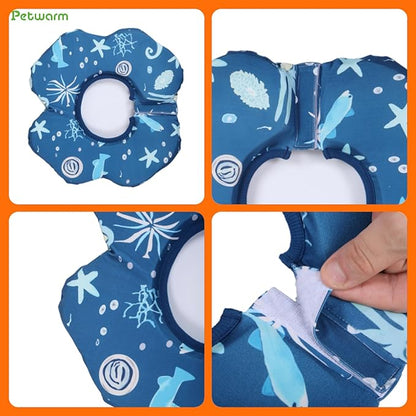PetWarm Dog Recovery Collar, Recovery Collar for Dogs, Lightweight Soft Flower Design, Comfortable Neck Protector Helps Discourage Licking, Post-Visit Protective Collars, Animal Print, Blue, S