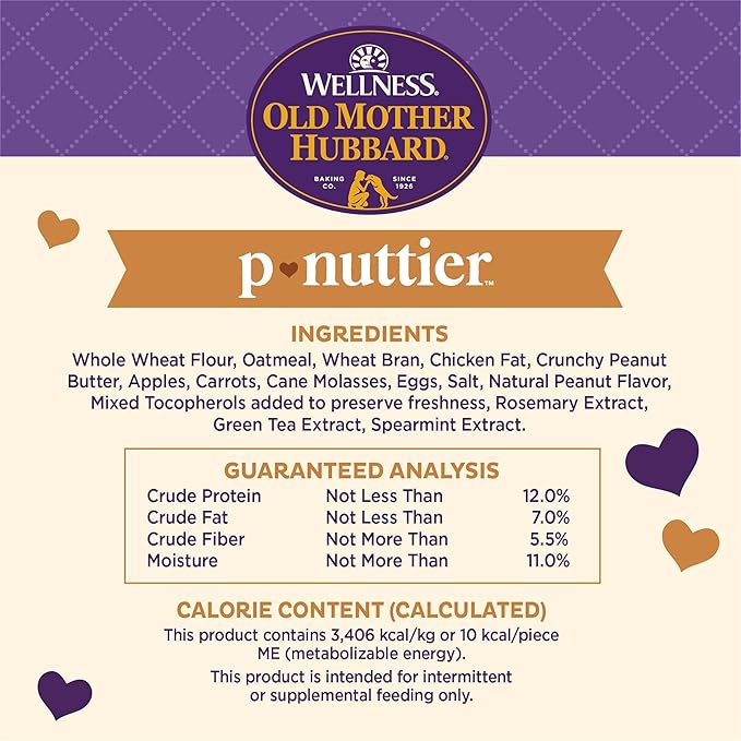Old Mother Hubbard Wellness P-Nuttier Dog Biscuits,Natural,Training Treats,Peanut Butter Flavor,Mini Size,(6 Pound Box),(Pack of 2)