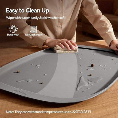 FEELNEEDY Silicone Cat & Dog Food Mat Waterproof, High Raised Edges for Leakage Protection, Dog Mat for Food and Water, Non-Slip Drip Tray, Easy Clean 24 * 16 * 0.5 inches Feeding Pad (Large, Gray)
