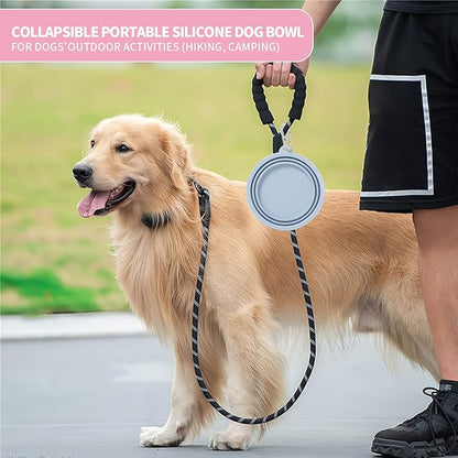 SLSON Collapsible Dog Bowl, 2Pack Macaron Color Pet Travel Bowls Silicone Foldable Water Feeder Dish for Small to Large Dogs Cat Walking Hiking Camping (Macaron Coral and Light Grey, Medium)