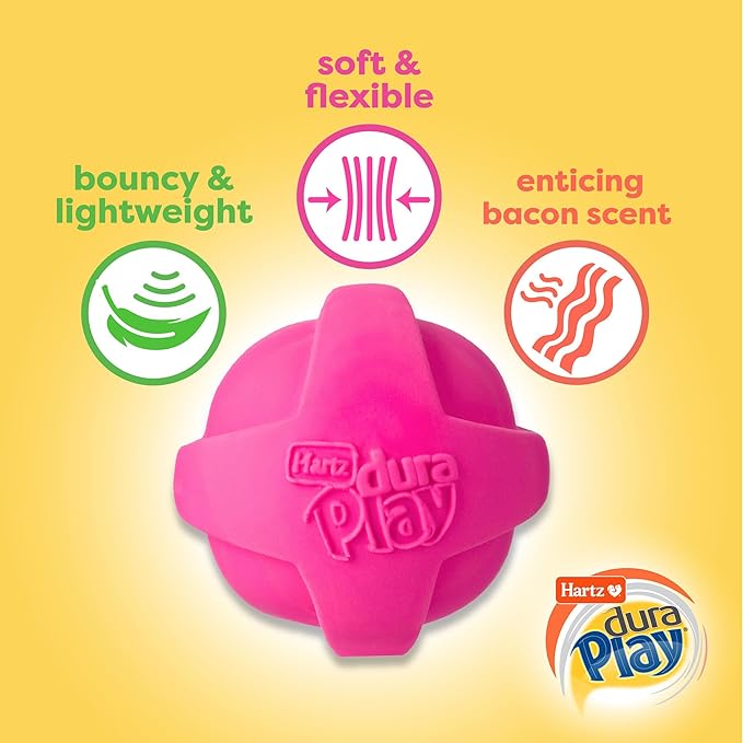 Hartz DuraPlay Bacon Scented Dog Toys, Small (Assorted Color)