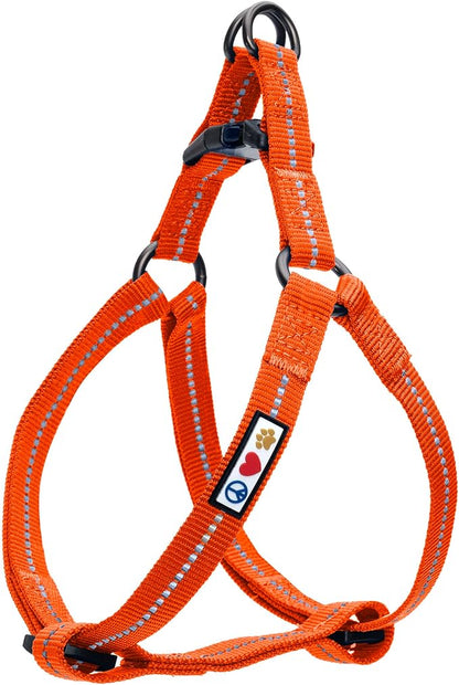 Pawtitas Recycled Reflective Step-in Dog Harness – Adjustable No-Pull Vest for Puppies to Seniors, Safe & Comfortable S Orange