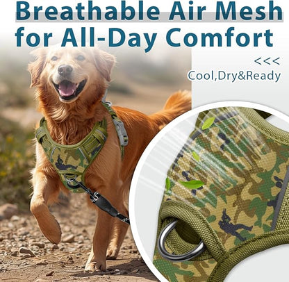 BARKBAY Dog Harness No Pull with ID Tag Pocket - Heavy Duty, Reflective, Easy Control for Large Dogs(Camo,XL)