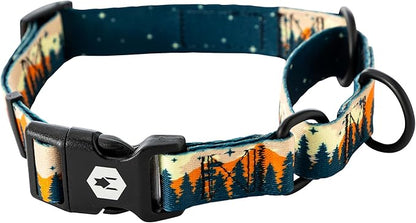 Wolfgang Heavy Duty Martingale Dog Collar with Quick Release Nylon Buckle for Walking & Training, Overland Print, Extra Large