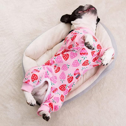 Surgery Recovery Suit for Small Dogs, Onesie for Surgery Female Dogs, Small Dogs Pajamas Long Sleeve, Abdominal Wound Bandages Surgical Suit, Dog Cat Recovery Suit for Shedding Skin Disease