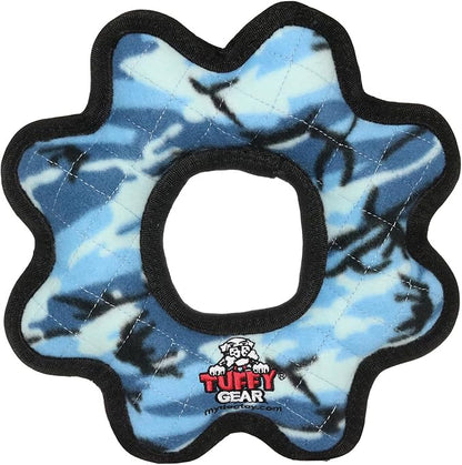 TUFFY- World's Tuffest Soft Dog Toy- Ultimate Gear Ring Camo Blue-Squeakers - Multiple Layers. Made Durable, Strong & Tough.Interactive Play (Tug,Toss & Fetch).Machine Washable & Floats