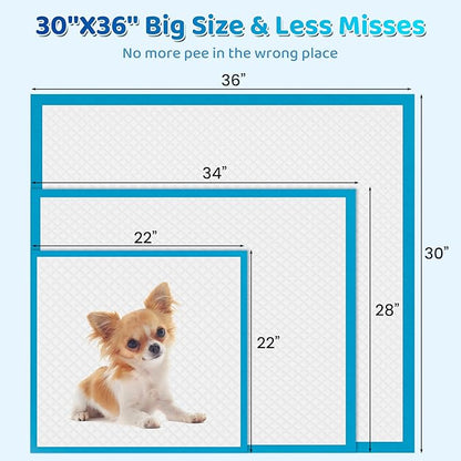 Upgrade Leak-Proof Pet Training and Puppy Pads, Jumbo Pee Pads for Dogs with Thicken Polymer Heavy Absorbency, Quick Dry Disposable Pee Pads for Cats Dogs (150, Regular 30''x36'')