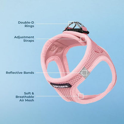Best Pet Supplies Voyager Step-in Air Harness - All Weather Mesh, Reflective, No Pull Harness for Dogs, Cats - Secure with Hook & Loop Fastener, Buckle, Double D-Rings - Pink, L