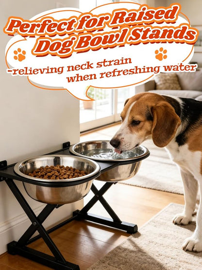 2Pcs 1.3 Gallons Large Dog Bowls - Food Grade Stainless Steel Metal Water Bowl, Ample Capacity & Easy to Clean Food Bowls for Large X-Large Dogs Indoor Outdoor