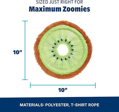 Barkbox Kiweeeee! Flying Disc Dog Toy | Fluff-Free Crinkle Disc with T-Shirt Rope Edge | Durable Fetch Toy for Dogs & Puppies Who Love to Toss & Chase