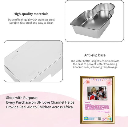 RIZZARI Stainless Steel Pet Water Feeder: 10L Gravity Waterer with Filter - Splash-Resistant - Dust-Resistant Lid -Easy to Clean - No Power Needed - for Cats & Dogs - Crate Area/Kitchen Corner