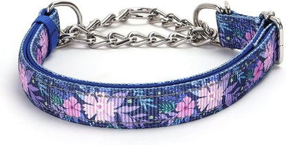Stainless Steel Chain Martingale Collar for Dogs, No Pull Slip Cinch Choker Choke Collar Training Escape Proof Heavy Duty Dog Collar for Small Medium Large Pet Boy Male Dogs M