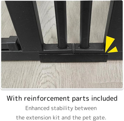 Lumizone Extra Tall Cat Gate Extension Kit 55.12" High Pressure Mounted 2025 New 8.27" Extra Wide 1.37" Gap No Drilling Tall Pet Gate for Dogs (Black, 55.12" H x 8.27" W, Extension)
