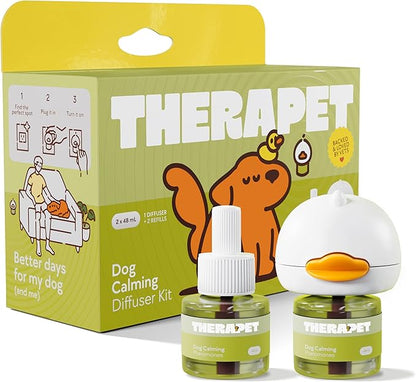 TherapetMD Dog Calming Diffuser - for Stress, Destructive Behavior, Pee Accidents, Separation Anxiety, Barking, Aggression & Chewing - 2 count Refill Included 30-Day each - Packaging May Vary