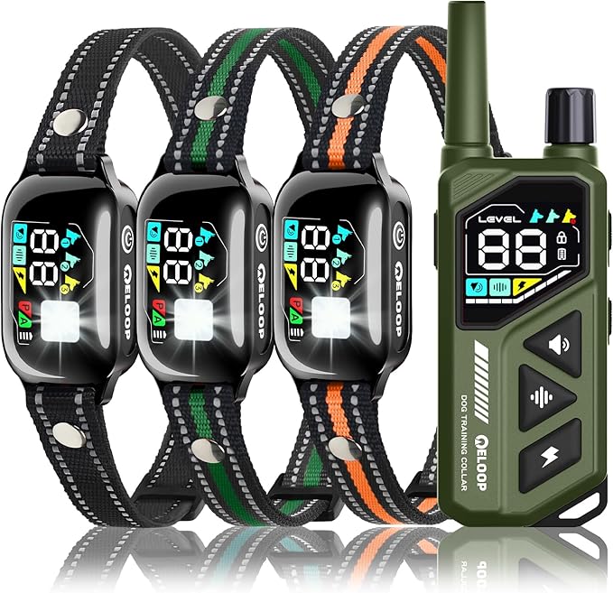 Dog Shock Collar for 3 Dogs - 3300FT Dog Training Collar with Remote for Dogs, IPX7 Waterproof Electric Shock Collar with 3 Training Modes, Rechargeable AI Smart Anti-Barking Device
