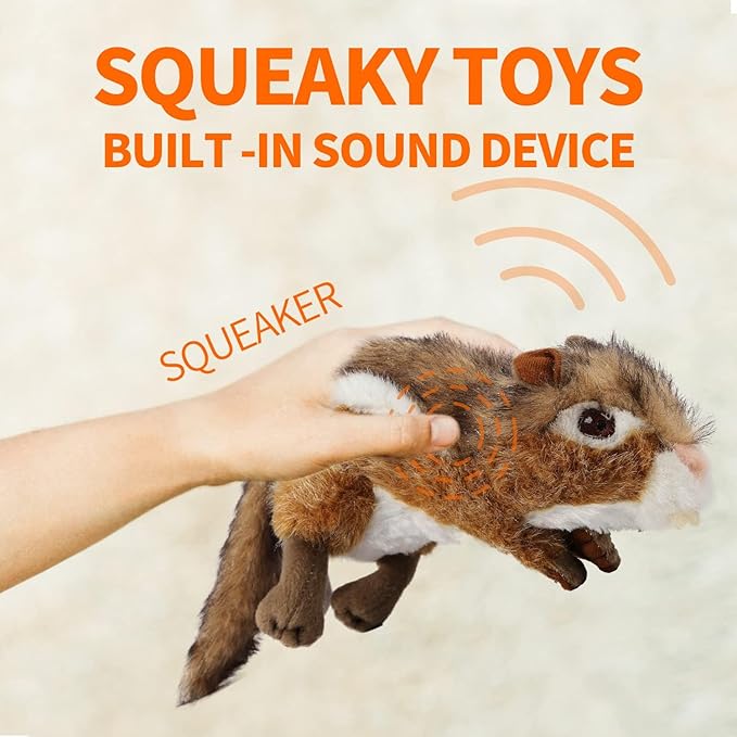 ALL FOR PAWS Dog Squeaky Toys Stuffed Animal Chipmunk Pet Plush Toys Squeak Chew Toy for Dogs Large