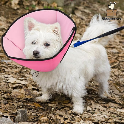 Queenmore Dog Cones for Medium Dogs, Soft Dog Cone Collar After Surgery, Pet Cone for Dogs Wound Care, Spay, Neuter, Breathable Pet Surgery Collars & Cones, Pink M