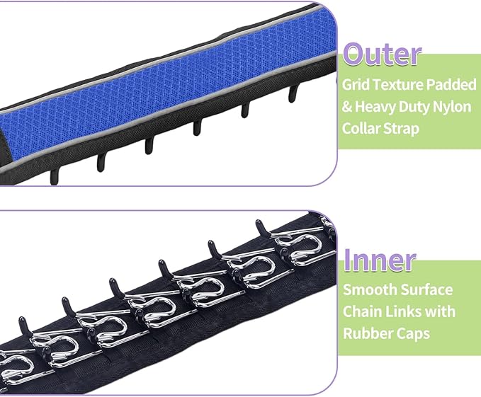 Martingale No Pull Dog Collar for Large Medium Dogs Training Walking, Heavy Duty Nylon Reflective Adjustable Anti Pull Slip Collar with Buckle L Blue