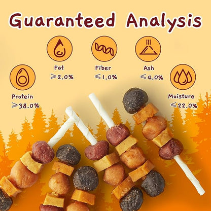 Jungle Calling Dog Treats, Multi-Flavor Kabob Dog Snacks, Edible Dog Kabobs, Made with Chicken, Duck, Beef, Sweet Potato and Pumpkin, Rawhide Sticks for Dogs