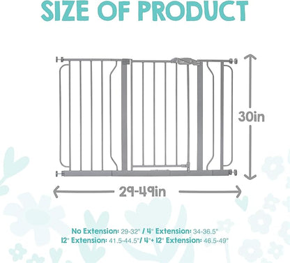 Regalo Safety 29-49" Easy Step Extra Wide Baby Gate for Doorways & Bottom of Stairs, Pressure Mounted Safety Gate with Door for Babies, Toddlers & Pets, Platinum