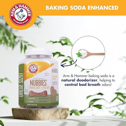 Arm & Hammer for Pets Nubbies Dental Treats Value Size - Baking Soda & Calcium Dog Dental Chews, Helps Scrub Plaque & Tartar While Chewing, Chicken Flavor, 139 Count, 52.8 Oz - 2 Pack