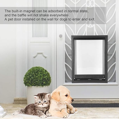 Pets Plastic Large Dog Door Easy Installation Builtin Magnet for Medium Pets, Black 19.7x15x2in (Black)