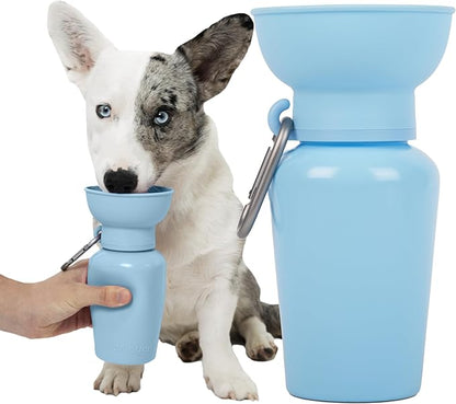 Springer Flip Dog Water Bottle | Portable Drinking Feeder with Foldable Food-Grade Silicone Bowl | One-Hand Squeeze & Leak-Proof | BPA-Free 20oz | Walking, Hiking & Camping | Puppy Essentials