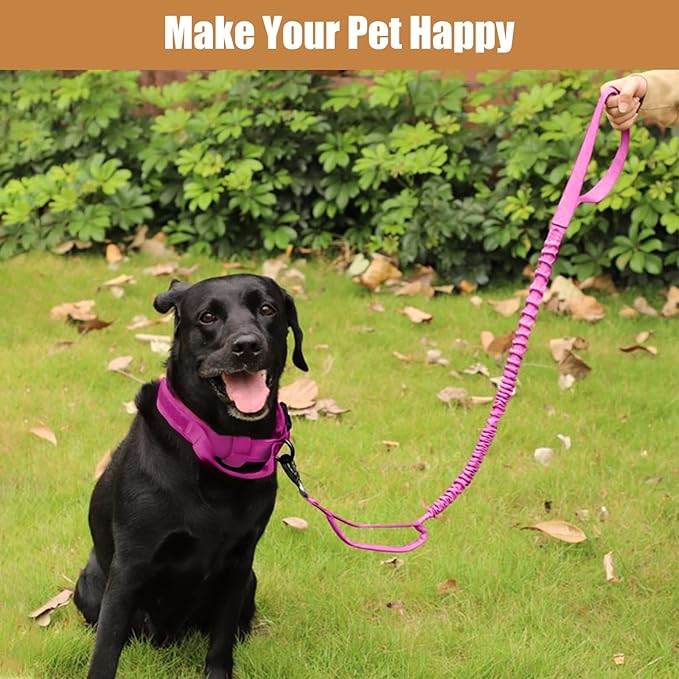 Tactical Dog Collar Leash Set, Adjustable Military Training Nylon Collar Dog Training with Control Handleand Metal Buckle, Dog Collar for Medium Large Dogs (Pink,M)