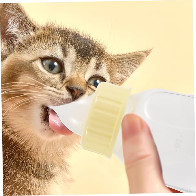 1set Small Pet Nursing Bottles for Kittens and Puppies Feeding Bottle Kit Yellow Easy to Use Safe Feeding for Pets