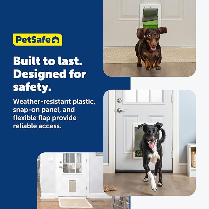 PetSafe Plastic Pet Door - Easy Install for Wood, PVC Metal & Paneled Doors - Rust-Free Plastic Frame - Flap Dimensions 10 1/4" W x 16 1/4" H - for Large Dogs Weighing Up to 100 lb