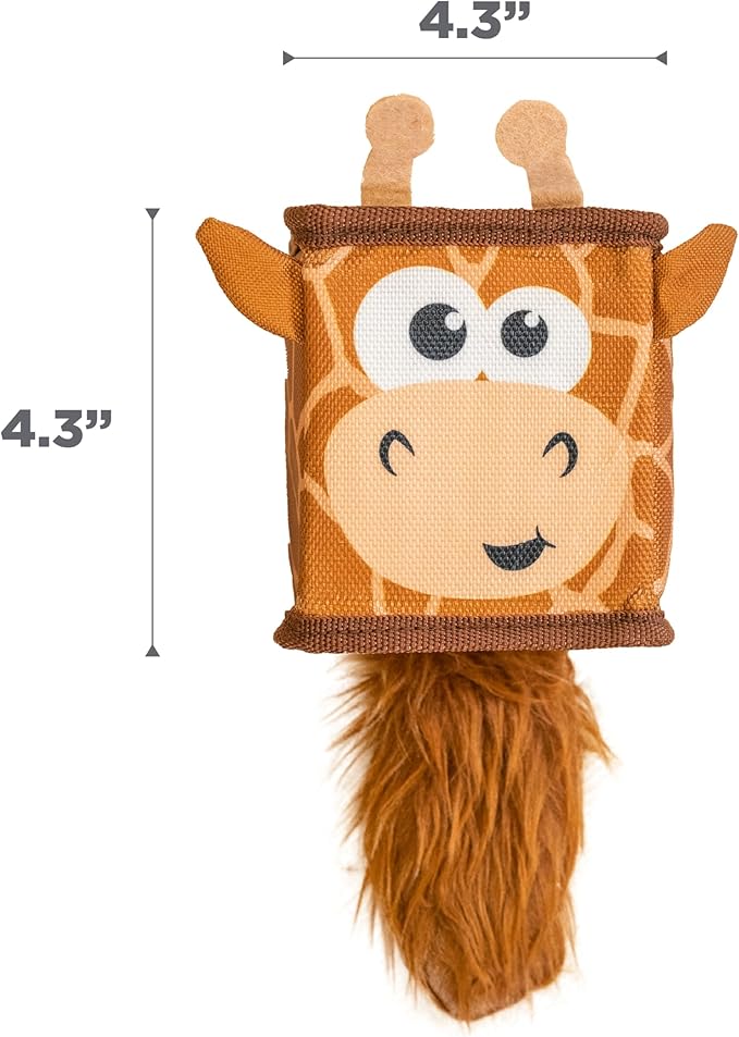Outward Hound Fire Biterz Cubez Brown Giraffe Squeaky Ballistic Firehose Dog Toy, Small