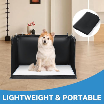 MABOZOO Dog Pee Pad Holder with High Walls, Foldable Dog Litter Box Pee Shields Indoor Dog Potty for Small and Medium Dogs, No Spill Pee Pad Holder Tray for Dogs Work (33.8*28*17.7in). Patent Pending