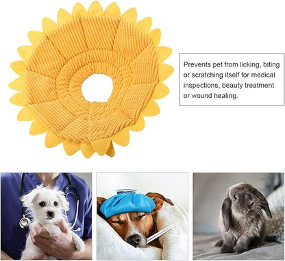 Cat Cone, Pet Recovery Collar Sunflower Shape Pet Elizabethan Collar Pet Recovery Cone Adjustable Pet Collar for Cat Dog (No. 2 Neck Circumference 20-23cm)
