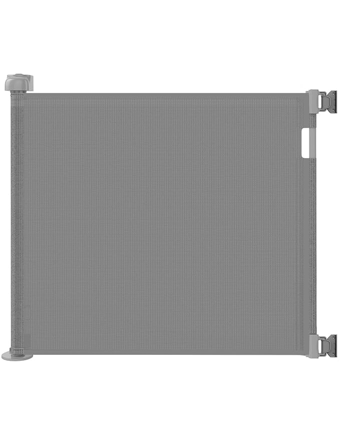 Veraste Retractable Baby Gate for Doorways and Stairs, Mesh Safety Gate for Pet, Indoor & Outdoor Use, One-Hand Operation, Easy Installation, 33.6" Tall, Expands to 55" Wide（Grey,33.6"x55"