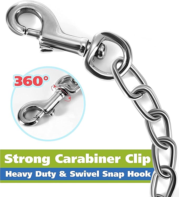 MOZETO Dog Collar Safety Clip, Stainless Steel Heavy Backup for Prong Collar, Dog Harness Collar Leash Connector (9 inches)