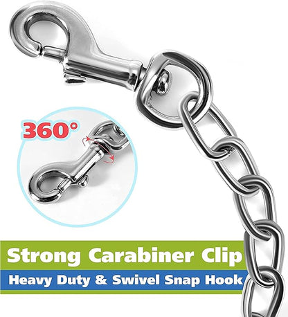 MOZETO Dog Collar Safety Clip, Stainless Steel Heavy Backup for Prong Collar, Dog Harness Collar Leash Connector (9 inches)