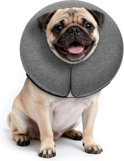 MIDOG Inflatable Dog Cone Collar – Soft Dog Cone Alternative After Surgery, Comfortable Recovery Neck Donut ECollar for Small Medium & Large Dogs and Cats to Stop Licking & Vision-Friendly (Grey,M)