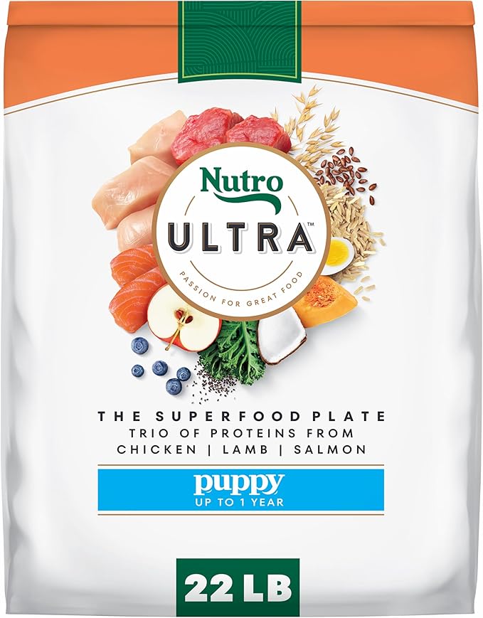 Nutro Ultra High Protein Dry Puppy Food, Chicken, Lamb and Salmon, Dry Dog Food with a Trio of Proteins, 22 lb. Bag