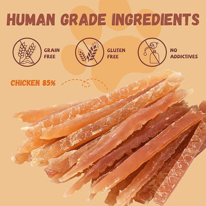 Pawmate Chicken Jerky Strips Dog Treats, Natural Dehydrated Chicken Snacks w/Taurine, Soft & Chewy Training Treats for Small Medium Large Dogs, Rawhide-Free, Grain-Free, 10.6 oz