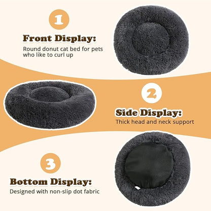JOLLYVOGUE Dog Beds Large Sized Dog, 36 inches Calming Soft Anti-Anxiety Donut Dogs Bed, Washable Round Fluffy Cushion for Large Pets, Fits up to 80 lbs Pets