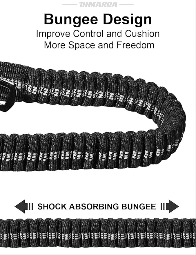 Heavy Duty Dog Leash, 4-6FT Shock Absorbing Dog Leashes with Traffic Handle and Comfortable Padded Handles, Advanced Easy Metal Clip, No Pull Reflective Leash for Medium Large Dogs that Pull (Black)