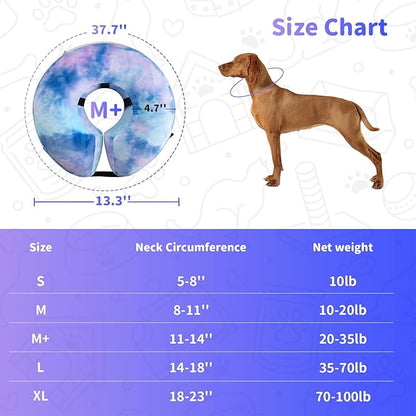Dog Cone, Y-blue Cone Collar Inflatable Dog Neck Collar Recovery E-Collar Alternative, Cat Donut Collar After Surgery for Dogs and Cats(Purple Blue, M+)