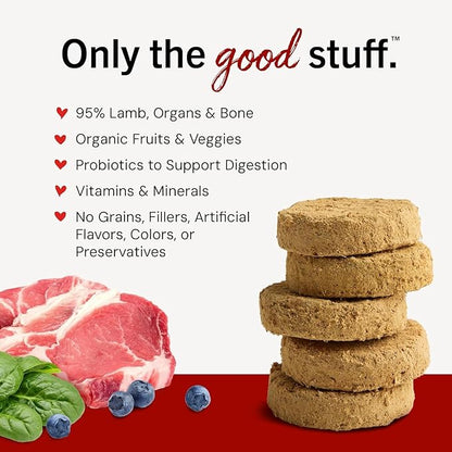 Stella & Chewy's Freeze-Dried Raw Dinner Patties - Dandy Lamb Recipe - High Protein Grain-Free Puppy & Dog Food - Perfect for Picky Eaters - 25 oz,(Pack of 2)