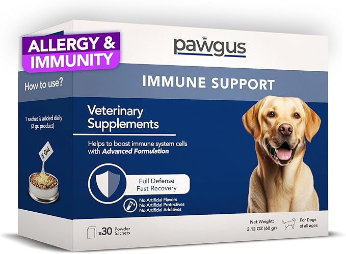 Immune Health Support for Dogs Canine 30 Sachets - Yeast Production Support, Dog Allergy Itch Relief, Skin Allergy Relief, Seasonal Allergy, Daily Vitamins, Fast Recovery -