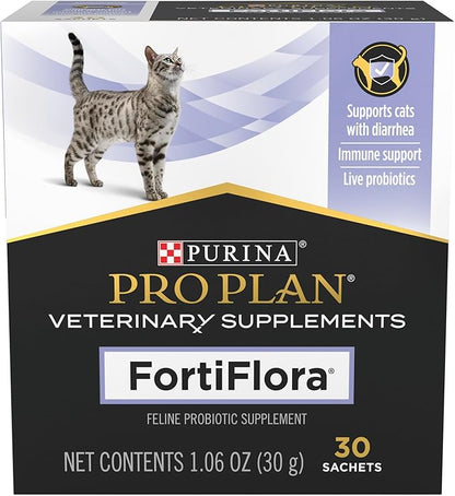 Purina Pro Plan Veterinary Supplements FortiFlora Cat Probiotic Supplement for Cats with Diarrhea 30 ct. Box (Pack of 2)