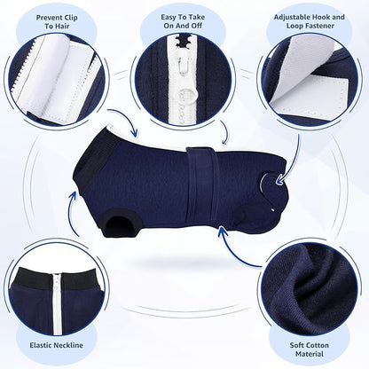 Lukovee Recovery Suit for Dogs, Zipper-On Onesie for Female Male Dog, Abdominal Wounds Cone E-Collar Alternative, Prevent Licking Spay (XS, Dark Blue)